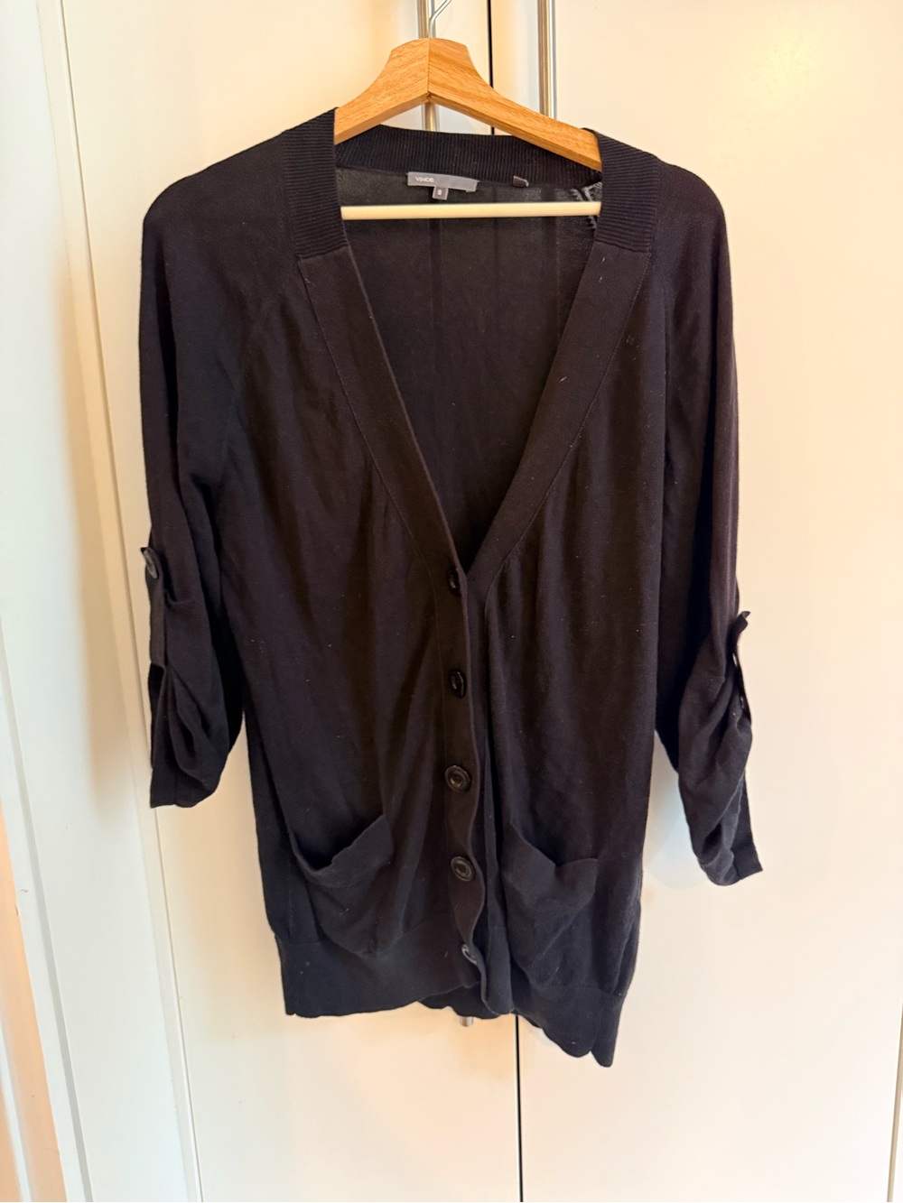 Vince Black Button-Front Women's Cardigan